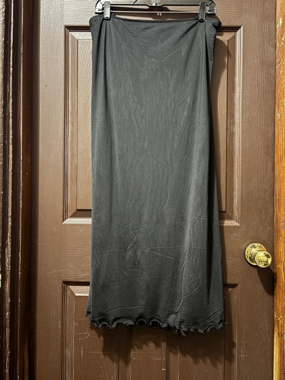 ASOS Black Mesh Lettuce Hem Midi Skirt With Lots of Stretch